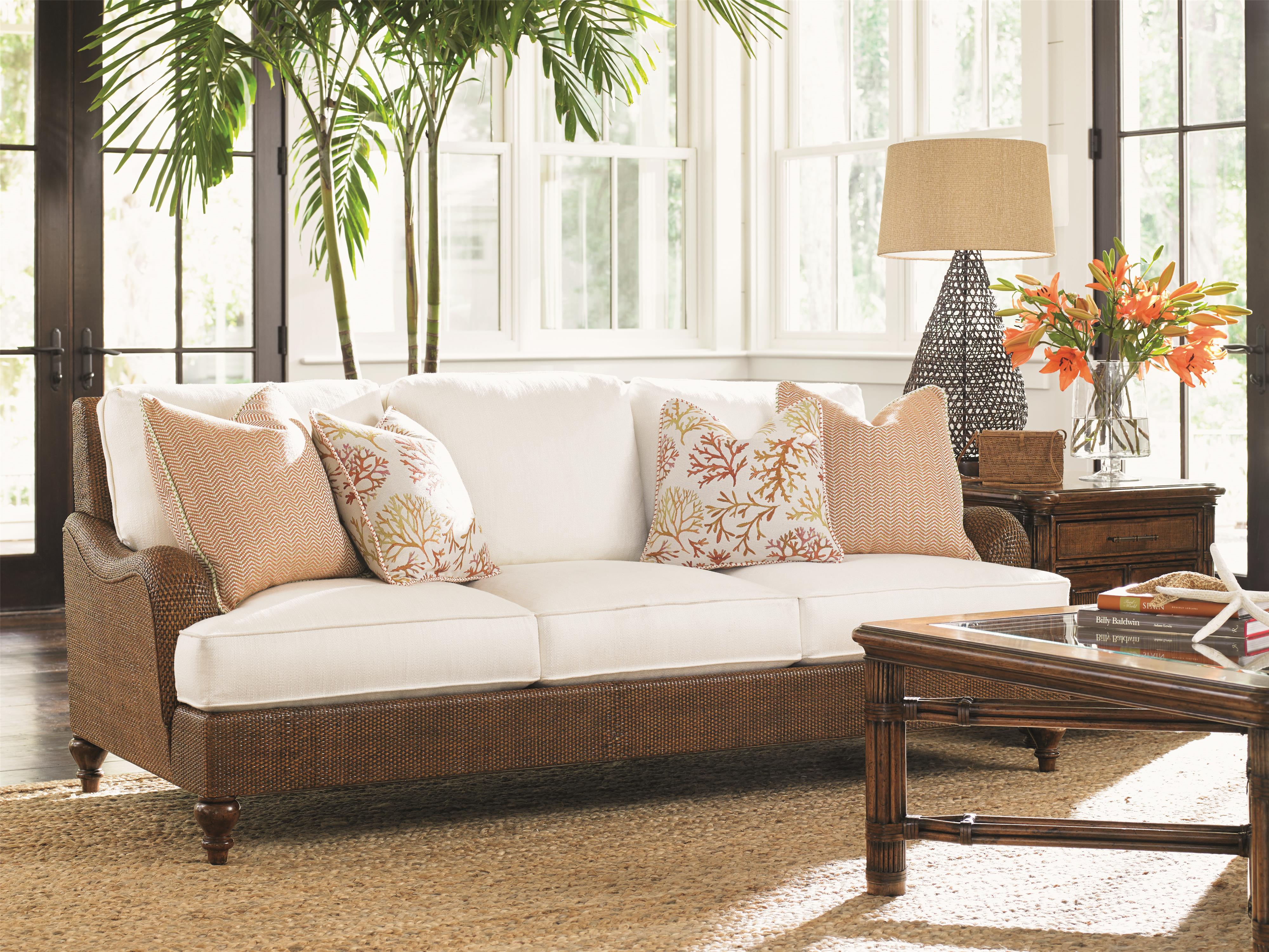 Tommy Bahama Home Bali Hai 1774-33 Harborside Sofa with Woven Dark